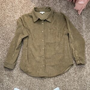 Olive Button Down Corduroy Shirt